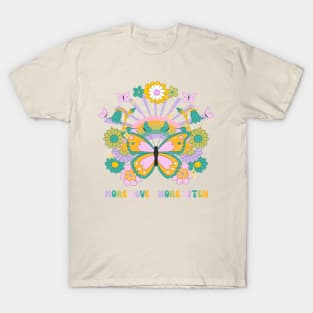 More Love - Retro Butterfly Quote Design T-Shirt